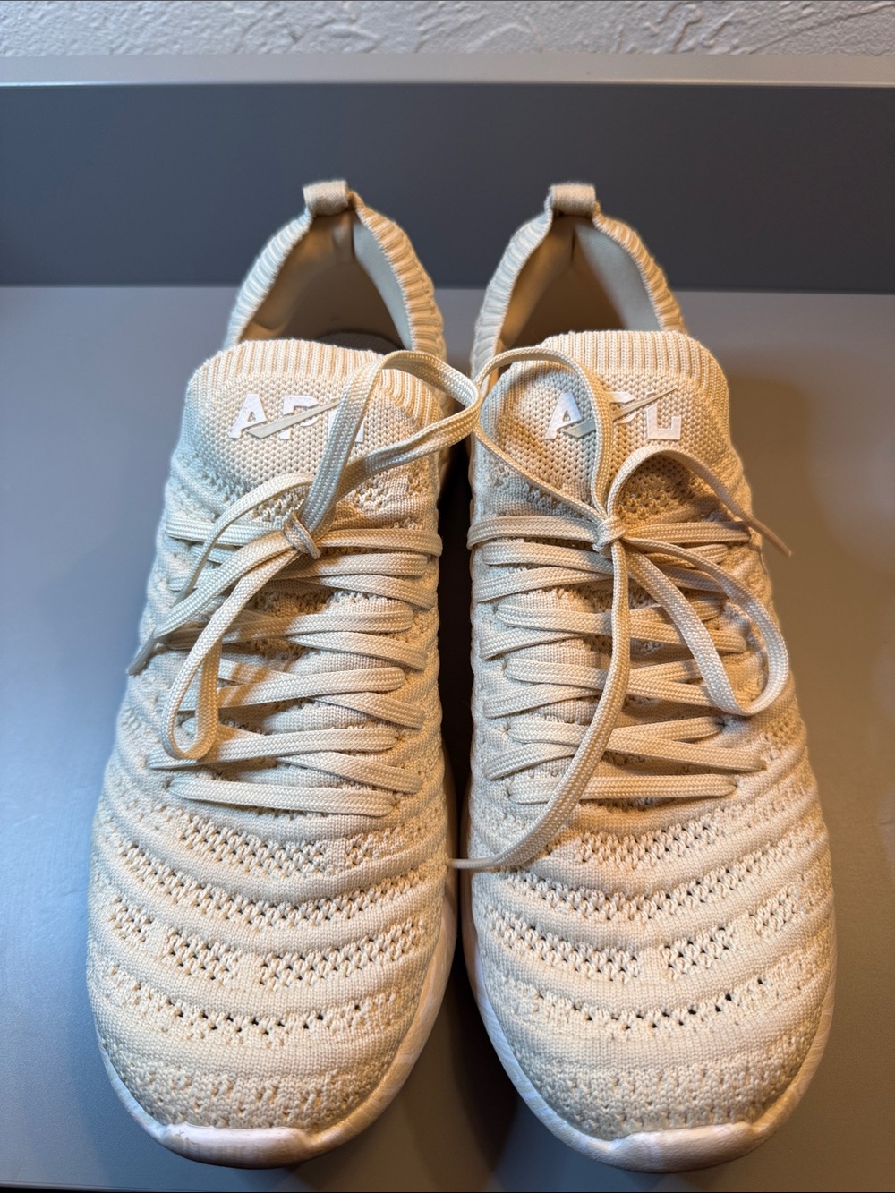 APL Woman’s Cream Techloom Wave Lace-Up Sneakers, Size 8.5